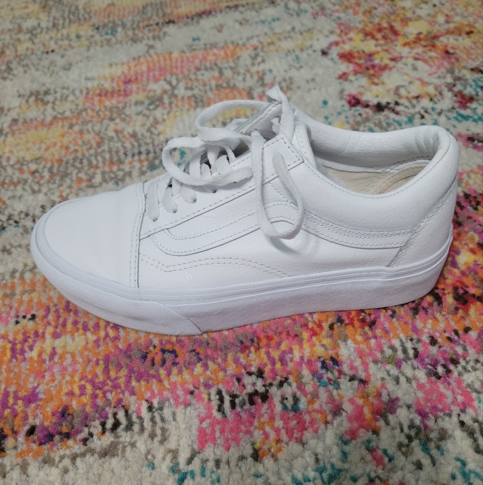 White Leather Vans